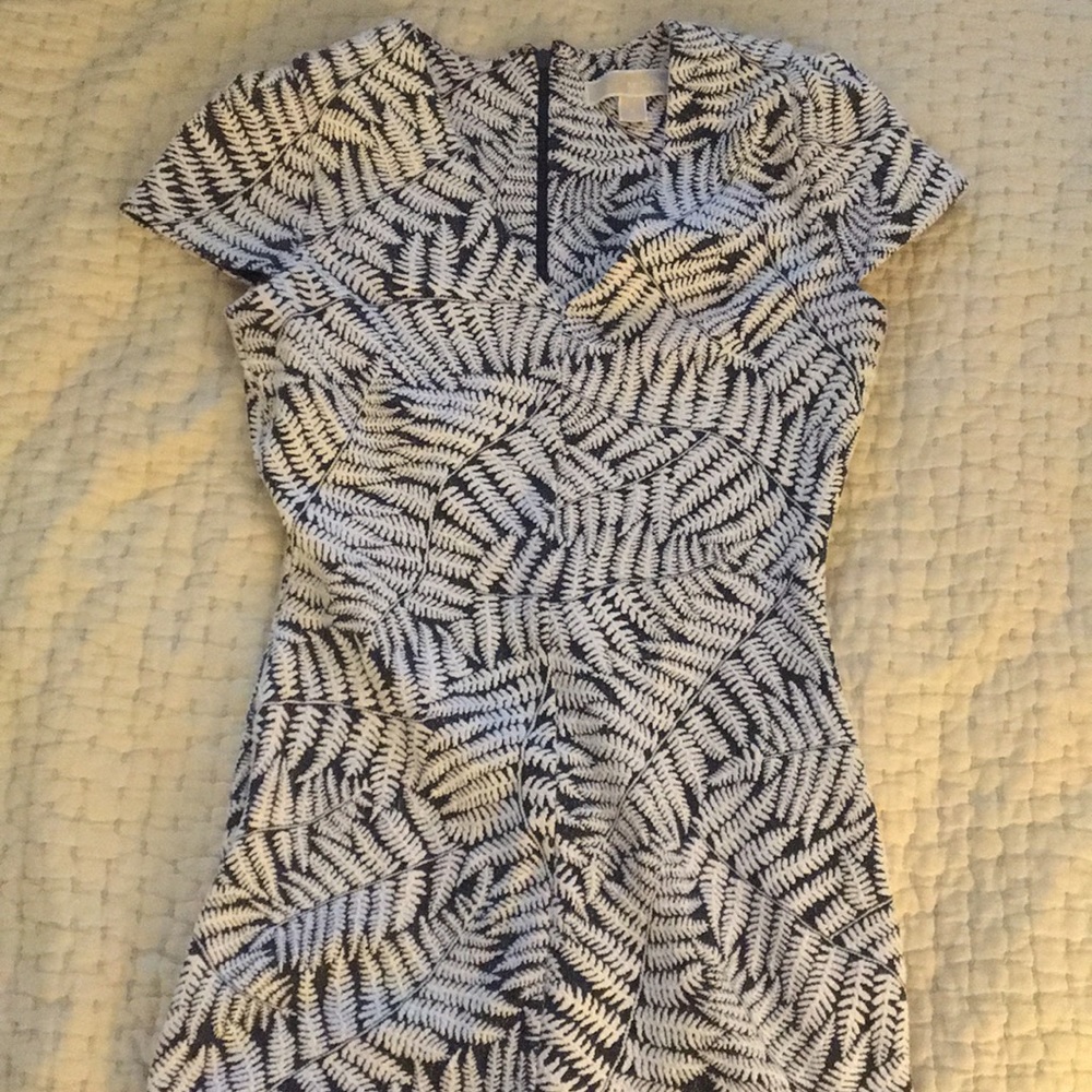 Michael Kors Blue Palm Leaf Dress - Size Small